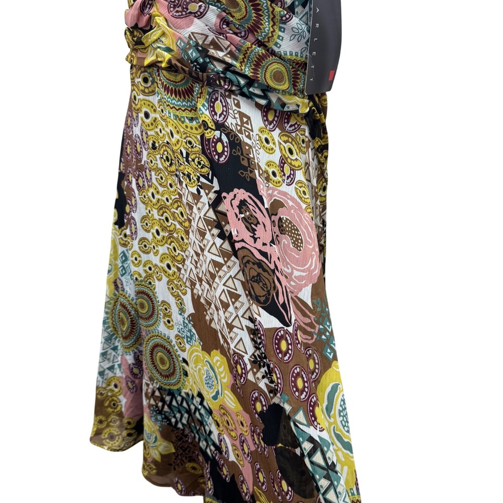 VTG Scarlett Y2K Patchwork Halter‎ Neck Overlay Dress Size 8 Midi Boho Festival - Picture 4 of 10